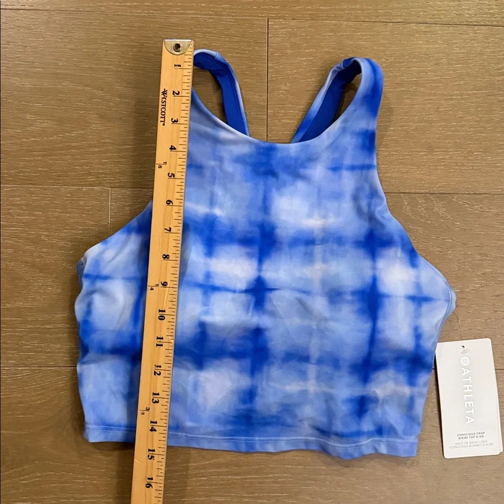 NWT Athleta Conscious Crop Bikini Top in Powervita, Tie Dye Blue | medium D-DD